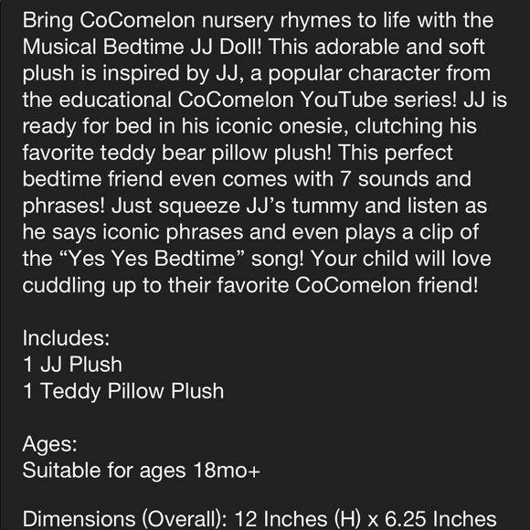 Cocomelon Musical Bedtime JJ Doll - Picture 3 of 8
